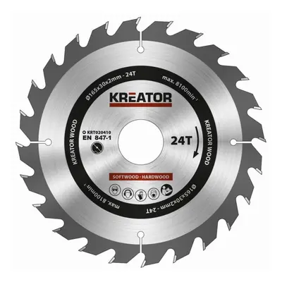 Kreator KRT020410 - Pilový kotouč na dřevo 165mm, 24T