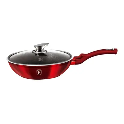 BERLINGERHAUS Pánev WOK s poklicí s mramorovým povrchem 28 cm Burgundy Metallic Line BH-1265