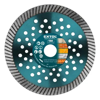 Extol Industrial - 150x22,2 mm, koutouč diamantový řezný turbo Fast Cut, suché i mokré řezání, 8