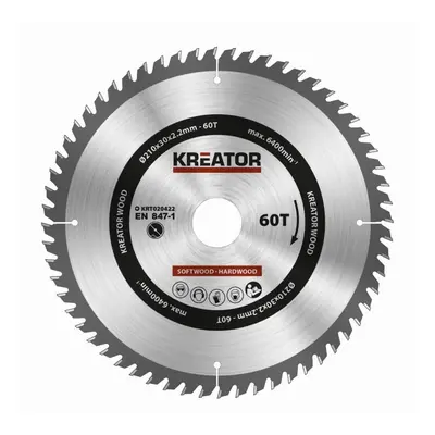 Kreator KRT020422 - Pilový kotouč na dřevo 210mm, 60T