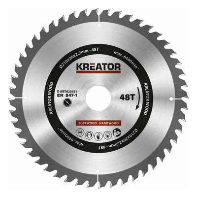 Kreator KRT020421 - Pilový kotouč na dřevo 210mm, 48T