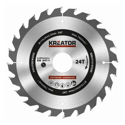 Kreator KRT020412 - Pilový kotouč na dřevo 170mm, 24T