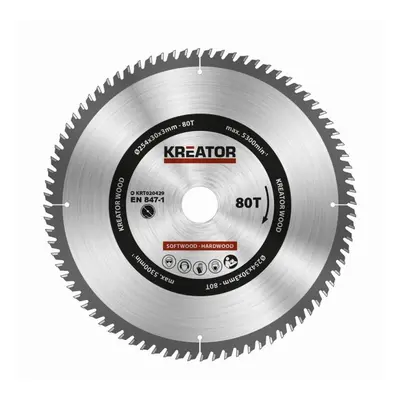 Kreator KRT020429 - Pilový kotouč na dřevo 254mm, 80T