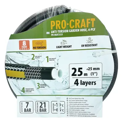 Procraft PR-4KAT2525 Černo-žlutá zahradní hadice