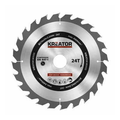 Kreator KRT020420 - Pilový kotouč na dřevo 210mm, 24T