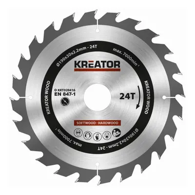 Kreator KRT020416 - Pilový kotouč na dřevo 190mm, 24T