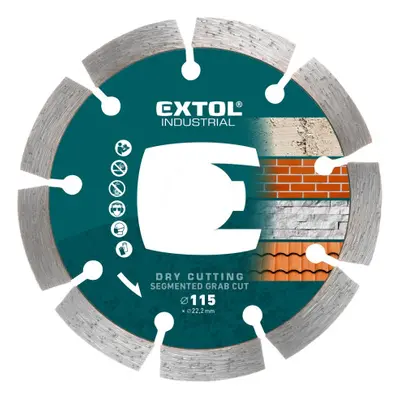 Extol Industrial 8703031 kotouč diamantový řezný segmentový Grab Cut - 115x22,2 mm, suché řezání