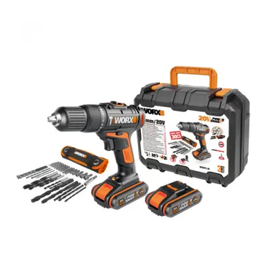 WORX WX371.10 - Aku vrtačka s příklepem 20V, 2x2.0Ah + kufr - Powershare