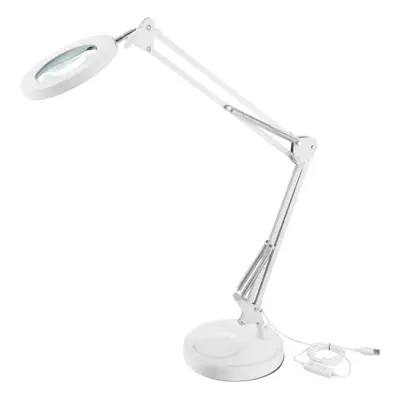 Extol Light 43161 lampa stolní s lupou, USB napájení, bílá, 2400lm, 3 barvy světla, 5x zvětšení