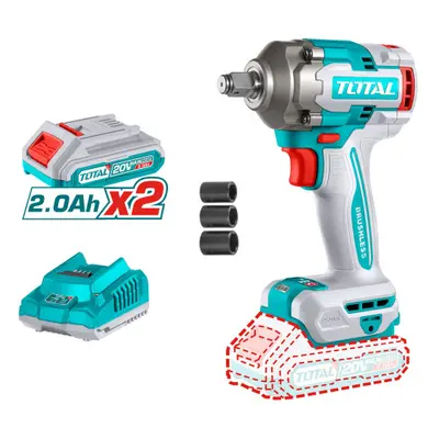 Total TIWLI2040 Utahovák rázový AKU 1/2", brushless, 400Nm, 20 V Li-ion (2x), industrial