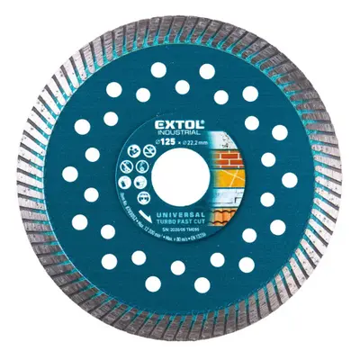 Extol Industrial - 125x22,2 mm, kotouč diamantový řezný turbo Fast Cut, suché i mokré řezání, 87