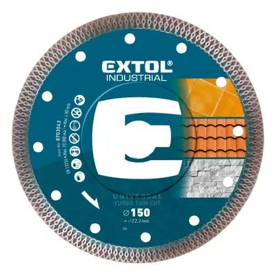 Extol Industrial 8703043 kotouč diamantový řezný, turbo Thin Cut, suché i mokré řezání, 150x22,2