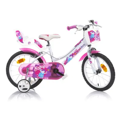 Dino bikes 166 RSN FAIRY Bílá, růžový potisk 16"