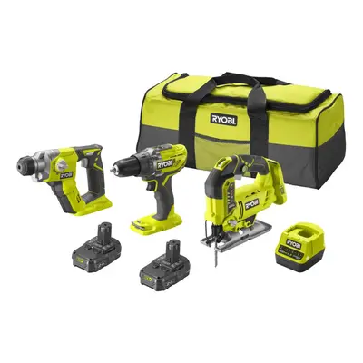 Ryobi R18DDJSSDS-220S 18V sada RCD1802 + R18JS + R18SDS + 2x baterie 2 Ah + taška