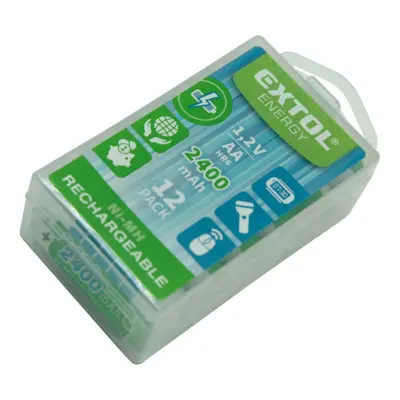 Extol Energy 42063 baterie nabíjecí, 12ks, AA (HR6), 1,2V, 2400mAh, NiMh