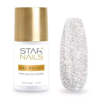 Starnails UV/LED Gel Polish Pro Quick Finish Silver Brilliant, 5ml - efektový závěrečný gel lak