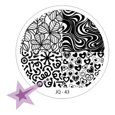 Starnails Razítkovací destička JQ43 - ornamenty, zebra, srdíčka