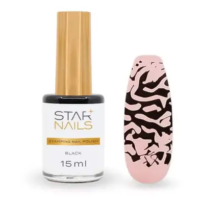 Starnails Stamping Nail Polish Starnails, 15ml - Black - zdobicí lak