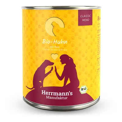 Herrmann's Konzerva pro psy - Kuřecí maso s rýží (Bio) Váha: 800 g