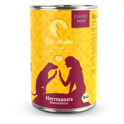 Herrmann's Konzerva pro psy - Kuřecí maso s rýží (Bio) Váha: 400 g