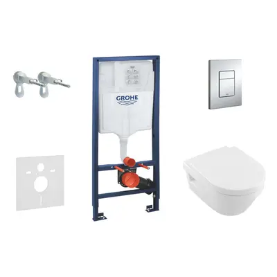 Grohe Rapid SL - Set předstěnové instalace, klozetu a sedátka Villeroy & Boch, tlačítka Skate Co