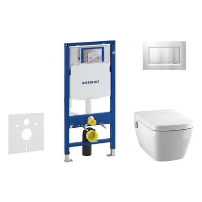 Geberit Duofix - Modul pro závěsné WC s tlačítkem Sigma30, matný chrom/chrom + Tece One - sprcho