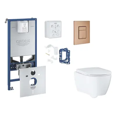 Grohe Rapid SLX - Set předstěnové instalace, klozetu, sedátka SoftClose, tlačítka Skate Cosmopol