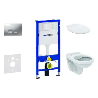 Geberit Duofix - Set předstěnové instalace, klozet Alpha se sedátkem, tlačítko Delta35, matný ch