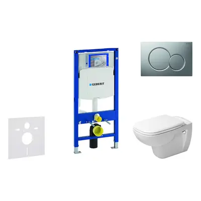 Geberit Duofix - Modul pro závěsné WC s tlačítkem Sigma01, matný chrom + Duravit D-Code - WC a s