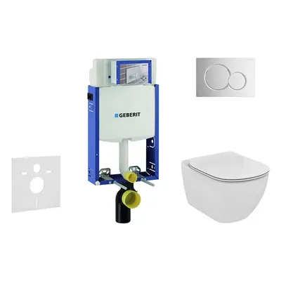 Geberit Kombifix - Modul pro závěsné WC s tlačítkem Sigma01, lesklý chrom + Ideal Standard Tesi 