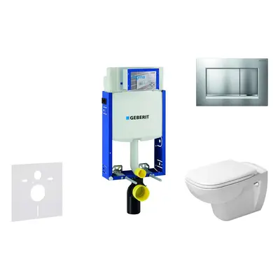 Geberit Kombifix - Modul pro závěsné WC s tlačítkem Sigma30, matný chrom/chrom + Duravit D-Code 