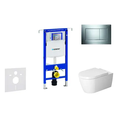 Geberit Duofix - Modul pro závěsné WC s tlačítkem Sigma30, lesklý chrom/chrom mat + Duravit ME b