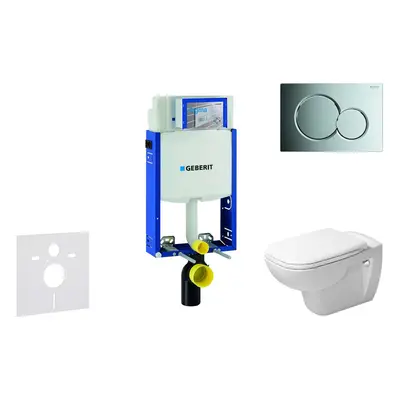 Geberit Kombifix - Modul pro závěsné WC s tlačítkem Sigma01, lesklý chrom + Duravit D-Code - WC 