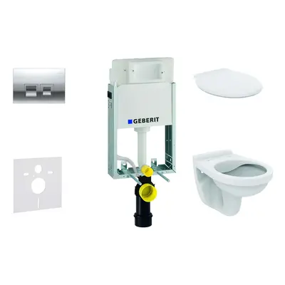 Geberit Kombifix - Set předstěnové instalace, klozet Alpha se sedátkem, tlačítko Delta35, lesklý