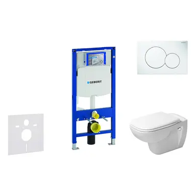 Geberit Duofix - Modul pro závěsné WC s tlačítkem Sigma01, alpská bílá + Duravit D-Code - WC a s