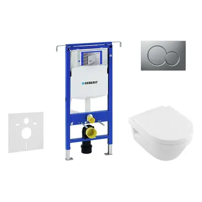 Geberit Duofix - Set předstěnové instalace, klozetu a sedátka Villeroy & Boch, tlačítka Sigma01,