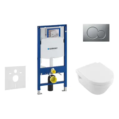 Geberit Duofix - Set předstěnové instalace, klozetu a sedátka Villeroy & Boch, tlačítka Sigma01,