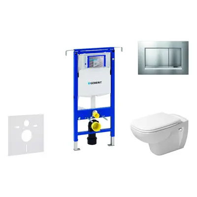 Geberit Duofix - Modul pro závěsné WC s tlačítkem Sigma30, matný chrom/chrom + Duravit D-Code - 