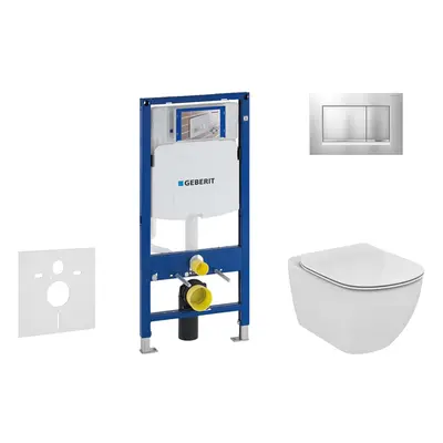 Geberit Duofix - Modul pro závěsné WC s tlačítkem Sigma30, matný chrom/chrom + Ideal Standard Te