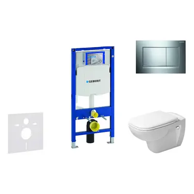 Geberit Duofix - Modul pro závěsné WC s tlačítkem Sigma30, lesklý chrom/chrom mat + Duravit D-Co