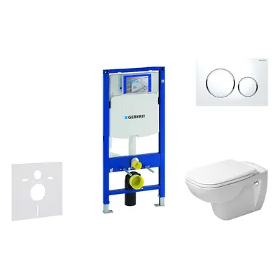 Geberit Duofix - Modul pro závěsné WC s tlačítkem Sigma20, bílá/lesklý chrom + Duravit D-Code - 