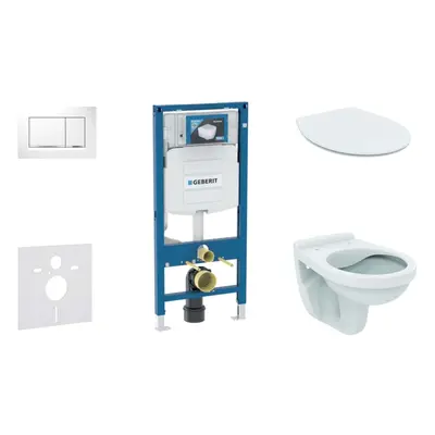 Geberit Duofix - Set předstěnové instalace, klozet Alpha se sedátkem, tlačítko Sigma30, bílá/chr