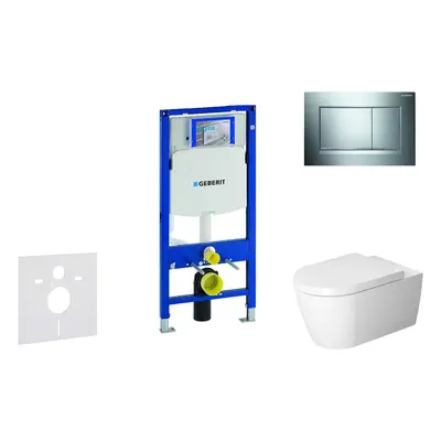 Geberit Duofix - Modul pro závěsné WC s tlačítkem Sigma30, lesklý chrom/chrom mat + Duravit ME b