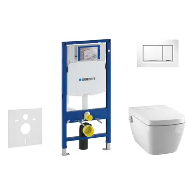 Geberit Duofix - Modul pro závěsné WC s tlačítkem Sigma30, bílá/lesklý chrom + Tece One - sprcho