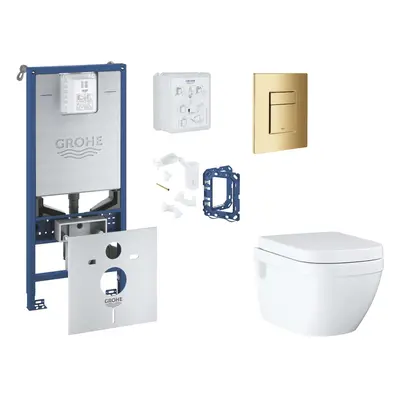 Grohe Rapid SLX - Set předstěnové instalace, klozetu, sedátka SoftClose, tlačítka Skate Cosmopol