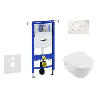 Geberit Duofix - Set předstěnové instalace, klozetu a sedátka Villeroy & Boch, tlačítka Sigma01,