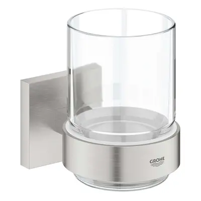 Grohe QuickFix Start Cube - Sklenka na kartáčky a pastu, s držákem, sklo/supersteel 41097DC0