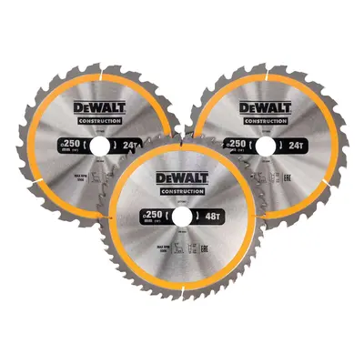 DeWALT Příslušenství - 3dílná sada pilových kotoučů na dřevo 250x30 mm DT1963