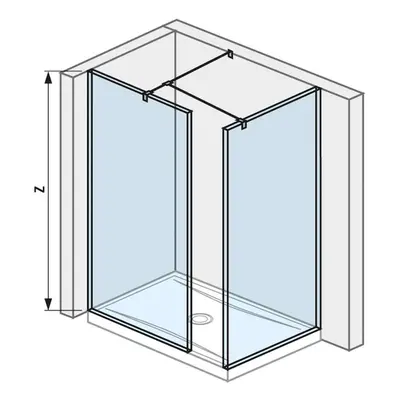 Jika Pure - Sprchová stěna Walk in rohová dvoudílná 80x80 cm, se 2 vzpěrami, Jika Perla Glass, č