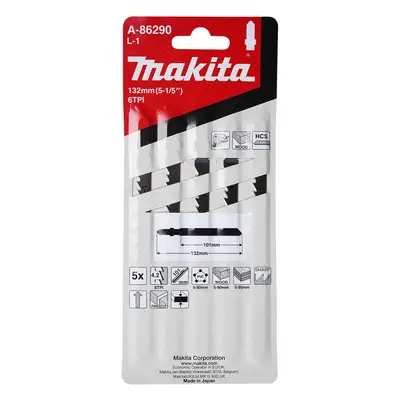 Makita Příslušenství - Sada pilových plátků 6 TPI, délka 132 mm, 5 ks A-86290